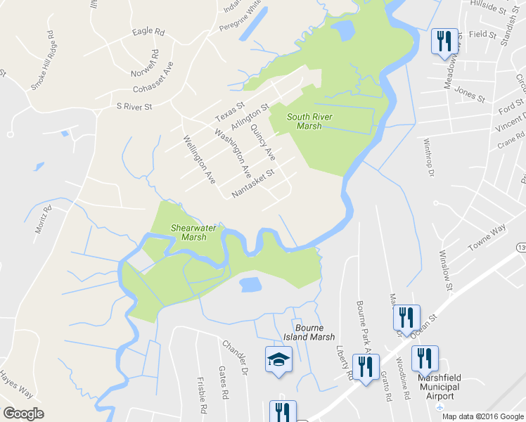 map of restaurants, bars, coffee shops, grocery stores, and more near 163 Rockport Street in Marshfield