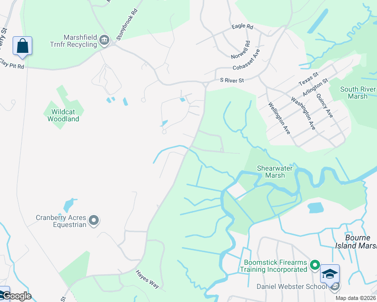 map of restaurants, bars, coffee shops, grocery stores, and more near in Marshfield