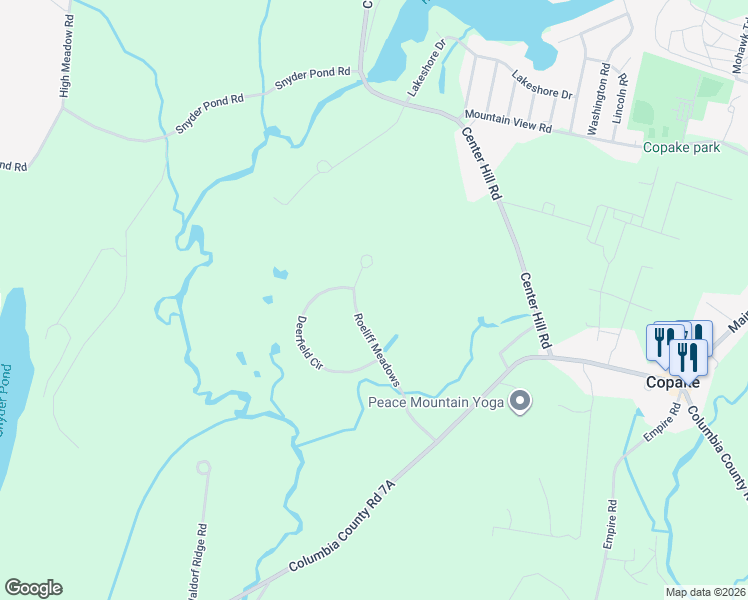 map of restaurants, bars, coffee shops, grocery stores, and more near 80 Roeliff Meadows in Columbia