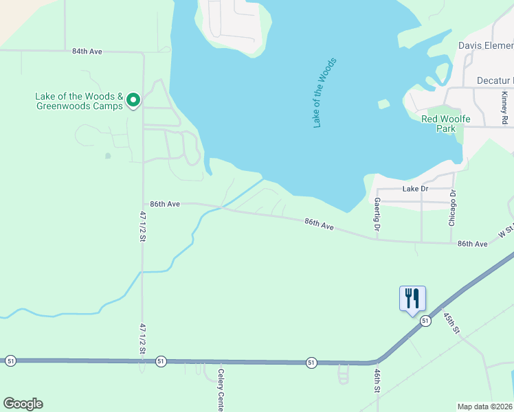 map of restaurants, bars, coffee shops, grocery stores, and more near 46800 East Drive in Decatur