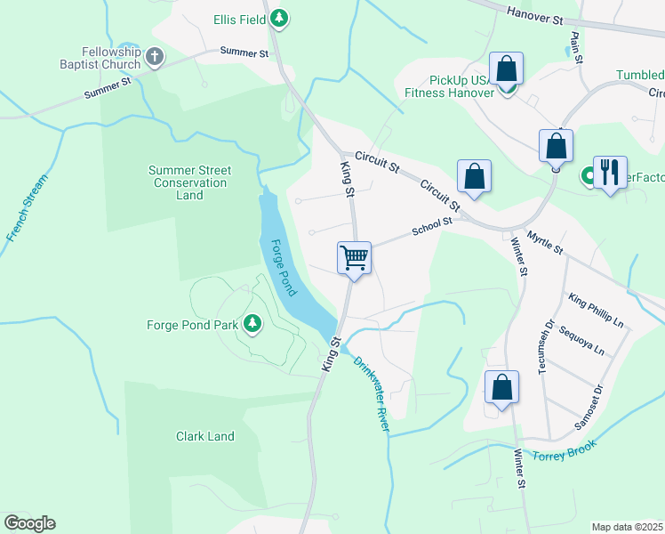 map of restaurants, bars, coffee shops, grocery stores, and more near 23 Sunnyside Avenue in Hanover