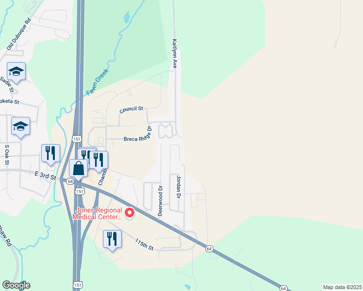 map of restaurants, bars, coffee shops, grocery stores, and more near 462 Noah Drive in Anamosa