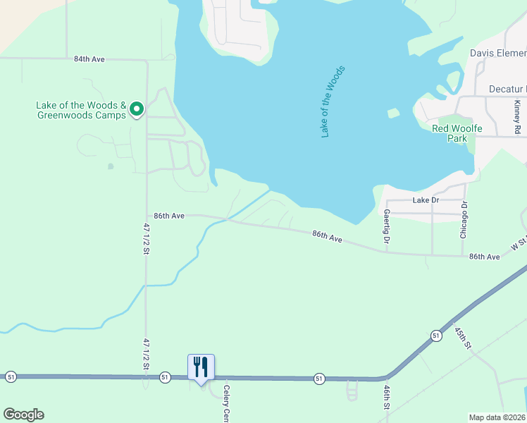 map of restaurants, bars, coffee shops, grocery stores, and more near 46800 East Drive in Decatur