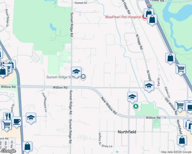 map of restaurants, bars, coffee shops, grocery stores, and more near 545 Somerset Lane in Northfield