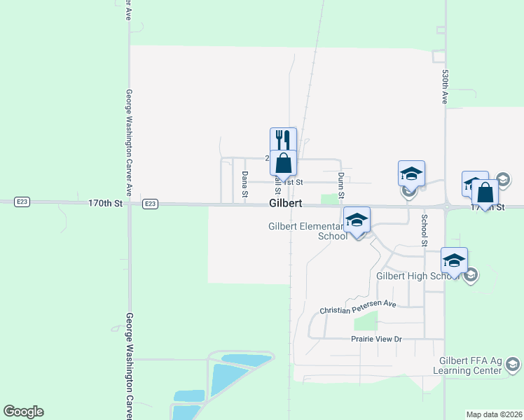 map of restaurants, bars, coffee shops, grocery stores, and more near 310 Mathews Drive in Gilbert