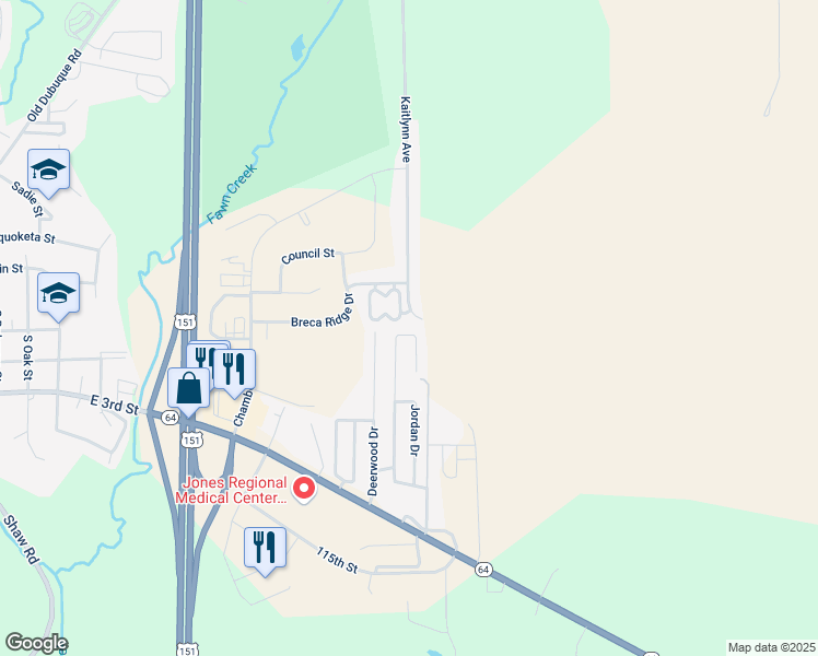 map of restaurants, bars, coffee shops, grocery stores, and more near 462 Noah Drive in Anamosa