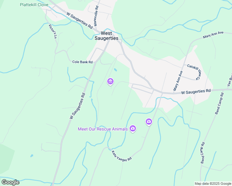 map of restaurants, bars, coffee shops, grocery stores, and more near 67 John Yaeger Road in Saugerties