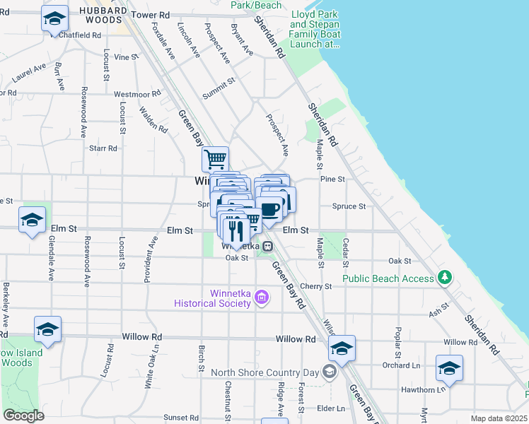 map of restaurants, bars, coffee shops, grocery stores, and more near in Cook County