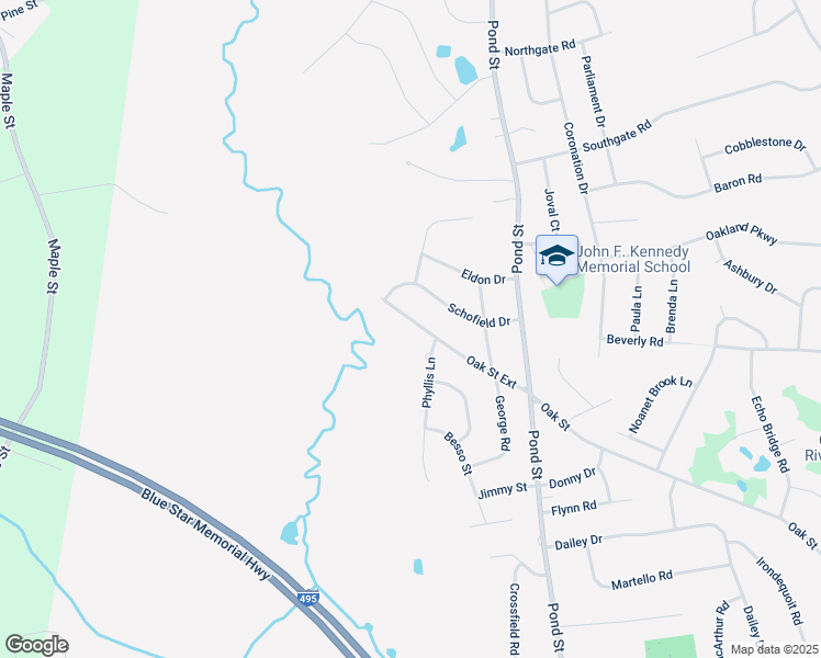 map of restaurants, bars, coffee shops, grocery stores, and more near 28 Oak Street Extension in Franklin