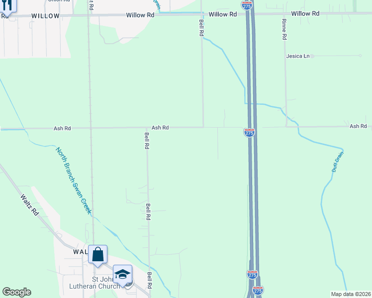 map of restaurants, bars, coffee shops, grocery stores, and more near 35575 Ash Road in Huron Charter Township
