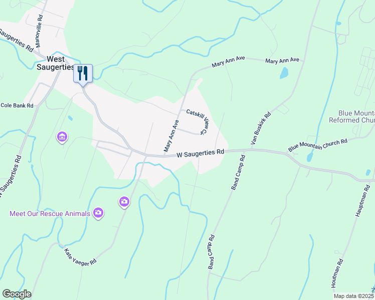 map of restaurants, bars, coffee shops, grocery stores, and more near 226 West Saugerties Road in Saugerties