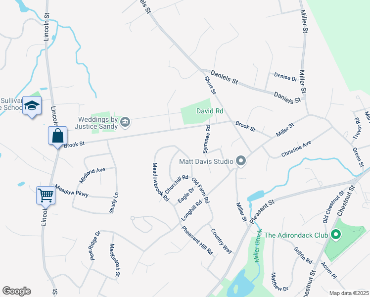 map of restaurants, bars, coffee shops, grocery stores, and more near 633 Old Farm Road in Franklin