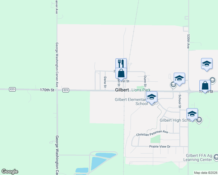map of restaurants, bars, coffee shops, grocery stores, and more near 310 Mathews Drive in Gilbert