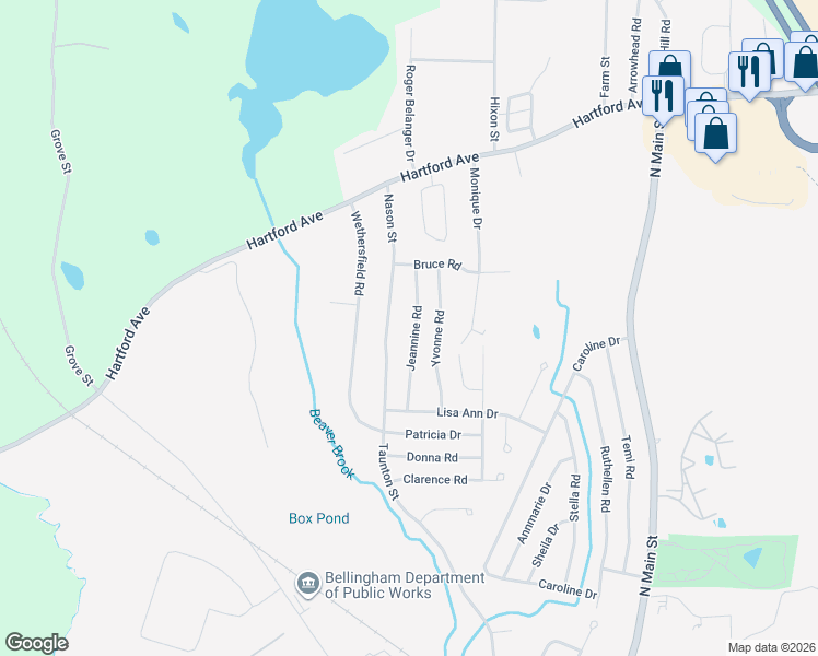 map of restaurants, bars, coffee shops, grocery stores, and more near 35 Jeannine Road in Bellingham