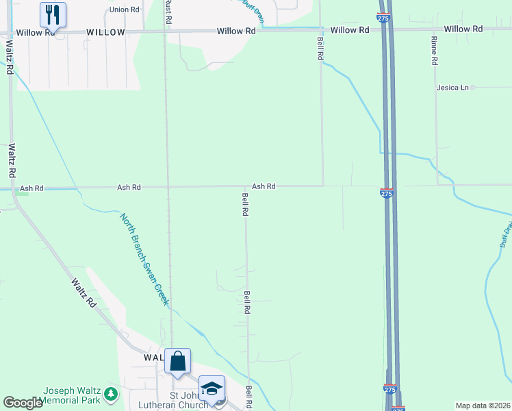 map of restaurants, bars, coffee shops, grocery stores, and more near 35771 Ash Road in Huron Charter Township