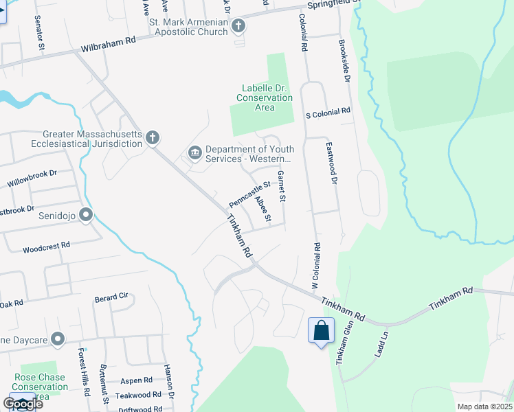 map of restaurants, bars, coffee shops, grocery stores, and more near 15 Albee Street in Springfield