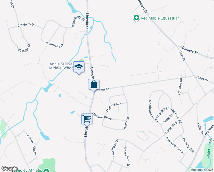 map of restaurants, bars, coffee shops, grocery stores, and more near 7 Lincolnwood Drive in Franklin