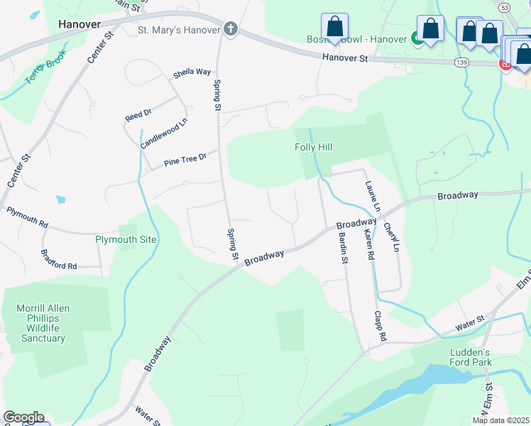 map of restaurants, bars, coffee shops, grocery stores, and more near 36 Beechtree Road in Hanover