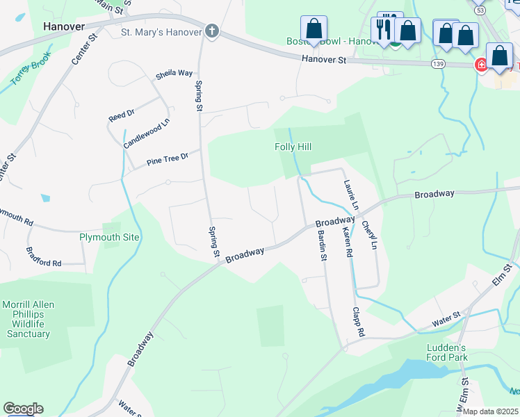 map of restaurants, bars, coffee shops, grocery stores, and more near 36 Beechtree Road in Hanover