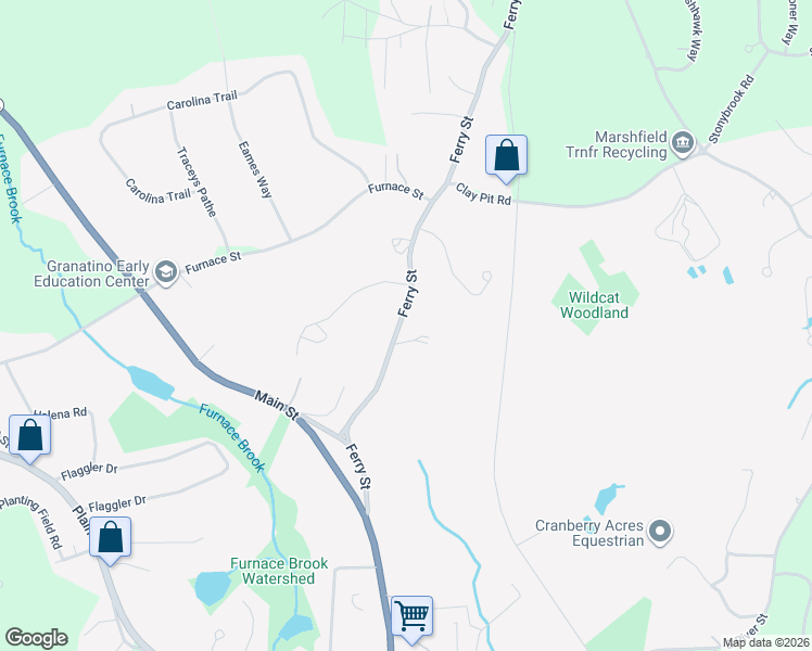 map of restaurants, bars, coffee shops, grocery stores, and more near 110 Ferry Street in Marshfield