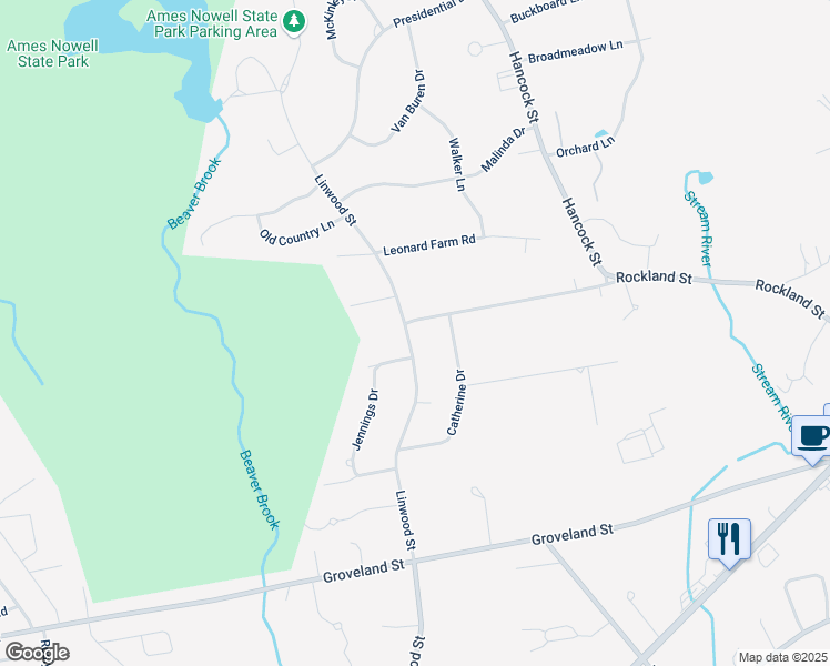 map of restaurants, bars, coffee shops, grocery stores, and more near 471 Linwood Street in Abington