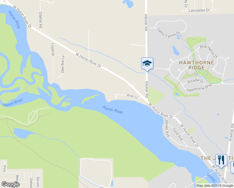 map of restaurants, bars, coffee shops, grocery stores, and more near 30328 River Lane in Flat Rock