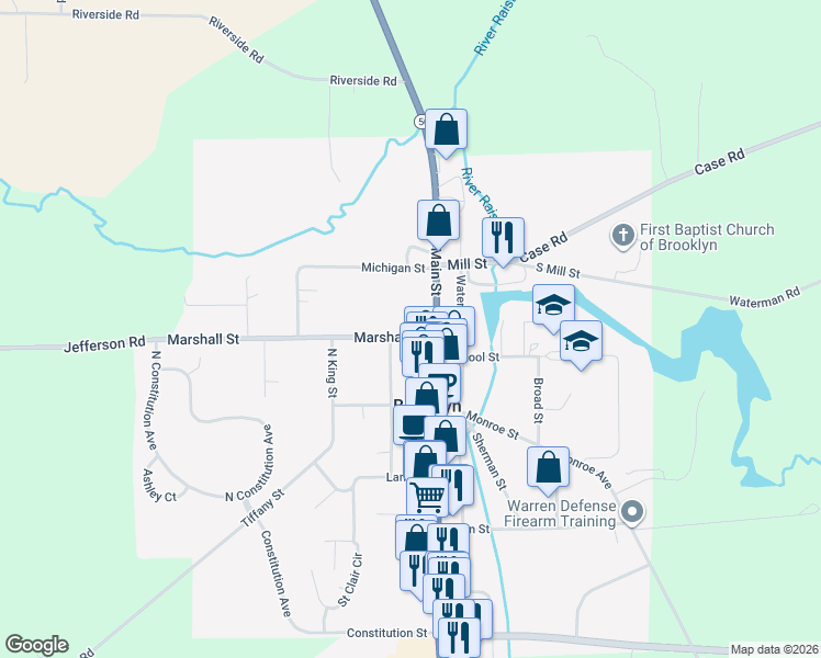 map of restaurants, bars, coffee shops, grocery stores, and more near 108 Marshall Street in Brooklyn
