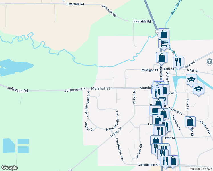 map of restaurants, bars, coffee shops, grocery stores, and more near 438 Marshall Street in Brooklyn