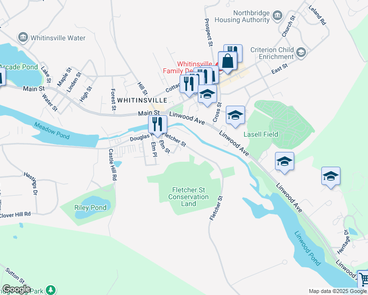 map of restaurants, bars, coffee shops, grocery stores, and more near 76 Fletcher Street in Northbridge