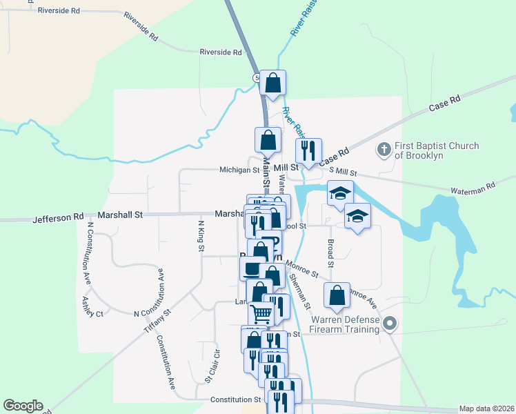 map of restaurants, bars, coffee shops, grocery stores, and more near 108 Marshall Street in Brooklyn