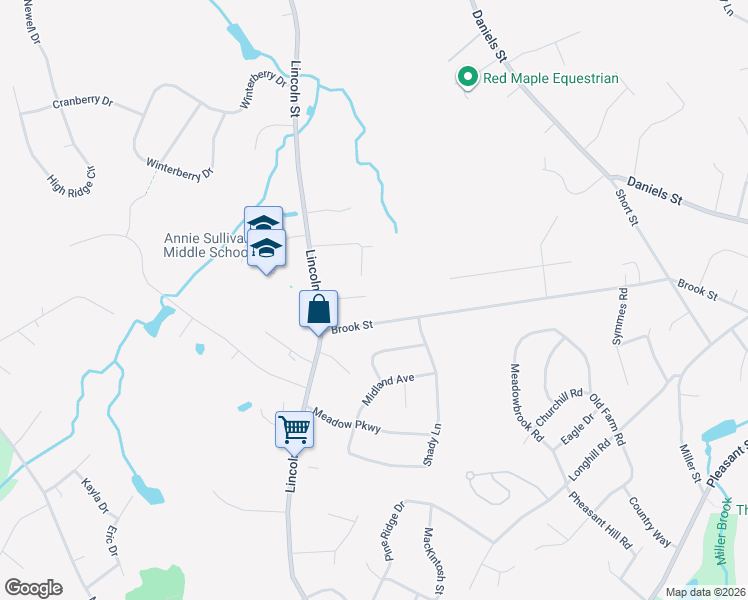 map of restaurants, bars, coffee shops, grocery stores, and more near 7 Lincolnwood Drive in Franklin