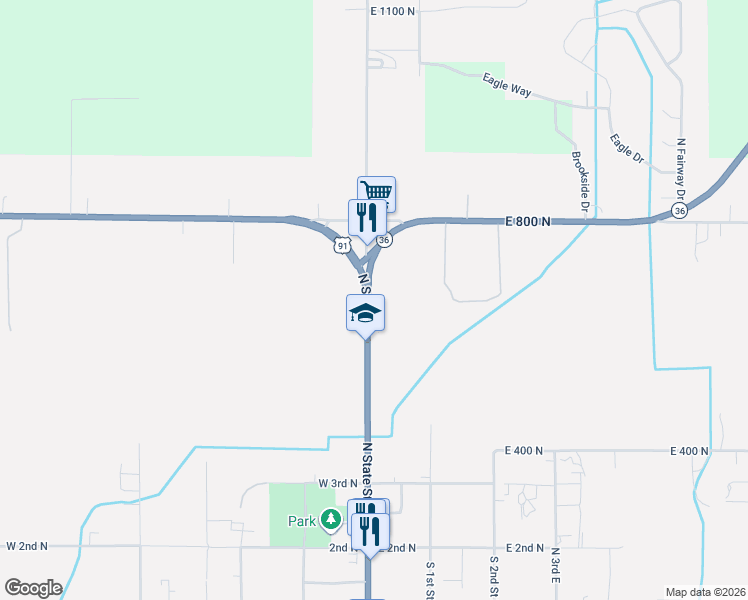 map of restaurants, bars, coffee shops, grocery stores, and more near 650 North State Street in Preston
