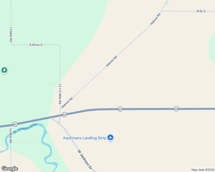 map of restaurants, bars, coffee shops, grocery stores, and more near 2416 Aldrich Road in Tekonsha