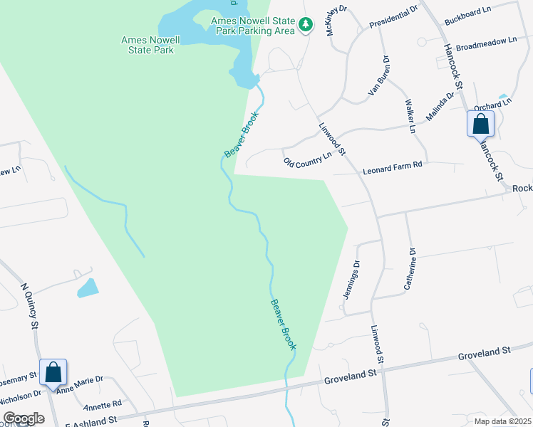 map of restaurants, bars, coffee shops, grocery stores, and more near 116 Lady Slipper Lane in Abington