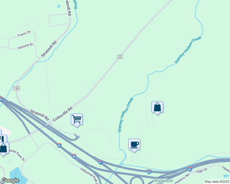 map of restaurants, bars, coffee shops, grocery stores, and more near 216 Colesville Road in Binghamton