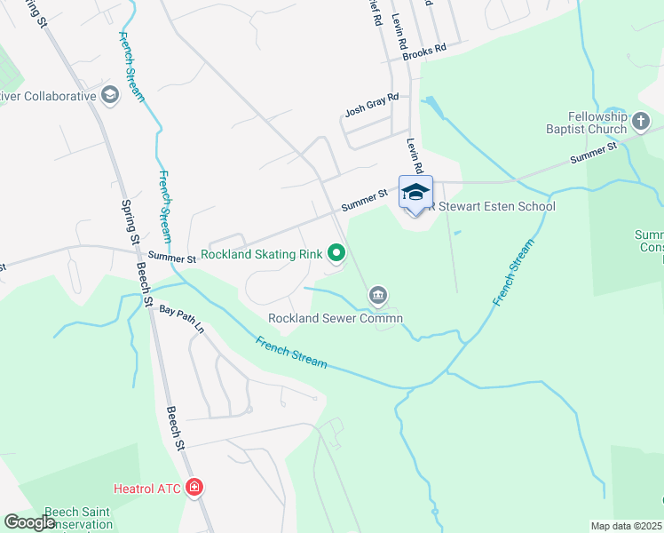 map of restaurants, bars, coffee shops, grocery stores, and more near 599 Summer Street in Rockland