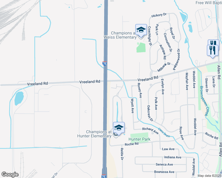 map of restaurants, bars, coffee shops, grocery stores, and more near 27148 Winchester Street in Brownstown Charter Township