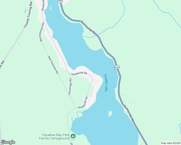 map of restaurants, bars, coffee shops, grocery stores, and more near 2548 Shadyside Road in Findley Lake