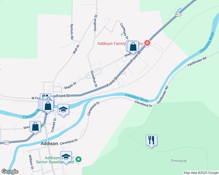 map of restaurants, bars, coffee shops, grocery stores, and more near 90 Front Street in Addison