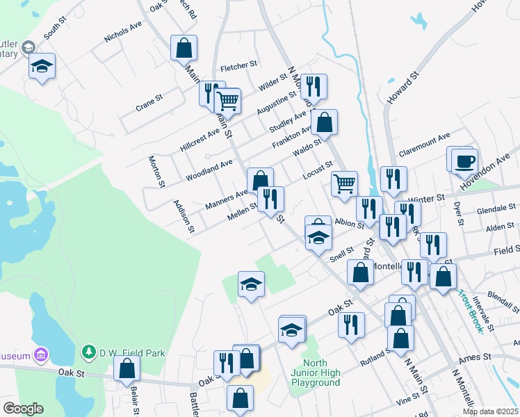 map of restaurants, bars, coffee shops, grocery stores, and more near in Brockton