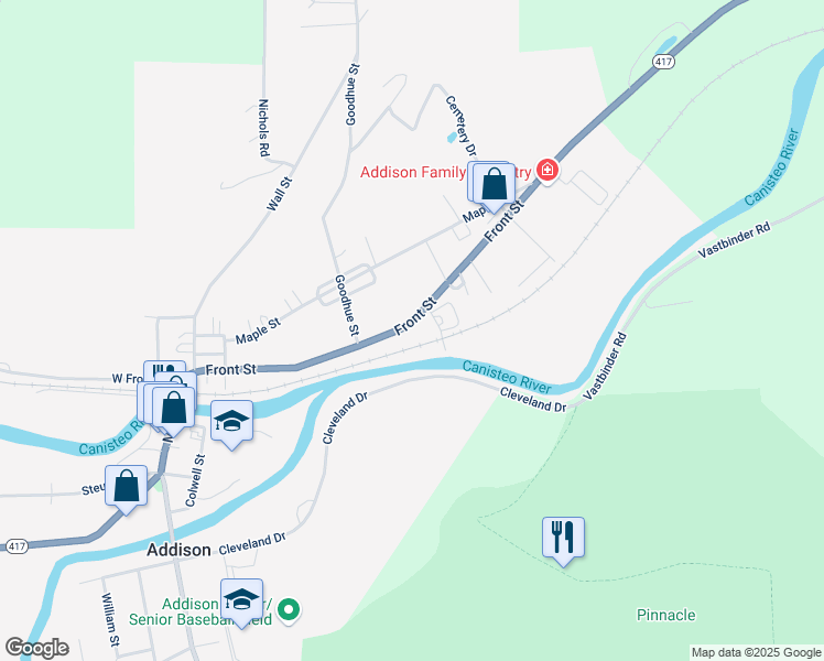 map of restaurants, bars, coffee shops, grocery stores, and more near 90 Front Street in Addison