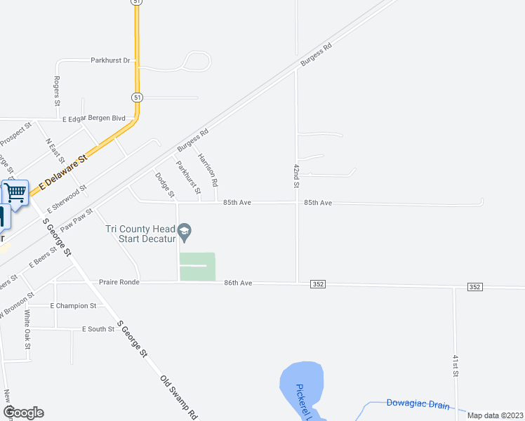 map of restaurants, bars, coffee shops, grocery stores, and more near 42209 85th Avenue in Decatur