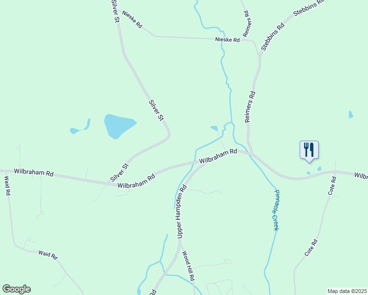 map of restaurants, bars, coffee shops, grocery stores, and more near 177 Wilbraham Road in Monson