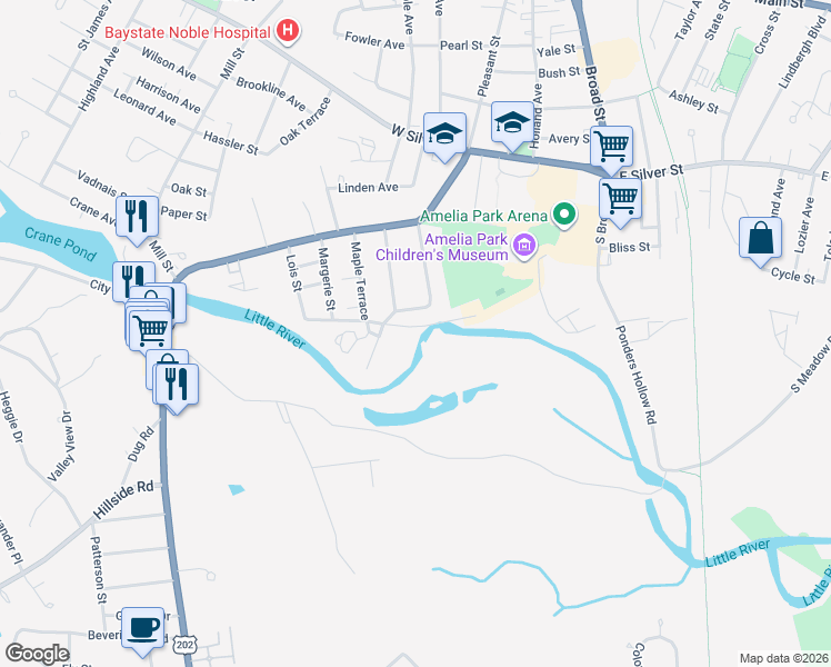 map of restaurants, bars, coffee shops, grocery stores, and more near 88 Squawfield Road in Westfield