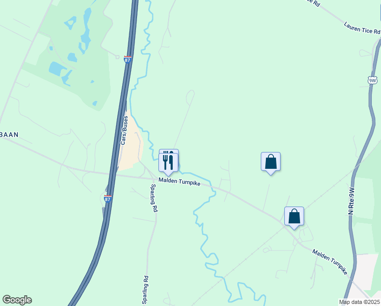 map of restaurants, bars, coffee shops, grocery stores, and more near 266 Malden Turnpike in Saugerties