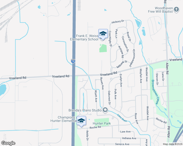 map of restaurants, bars, coffee shops, grocery stores, and more near 27154 Wyatt Avenue in Brownstown Charter Township
