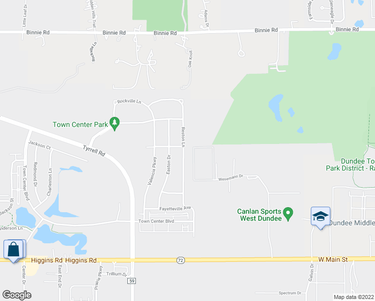 map of restaurants, bars, coffee shops, grocery stores, and more near 183 Reston Lane in Gilberts