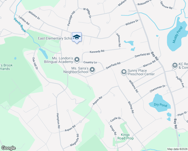 map of restaurants, bars, coffee shops, grocery stores, and more near 63 Deerfield Road in Sharon