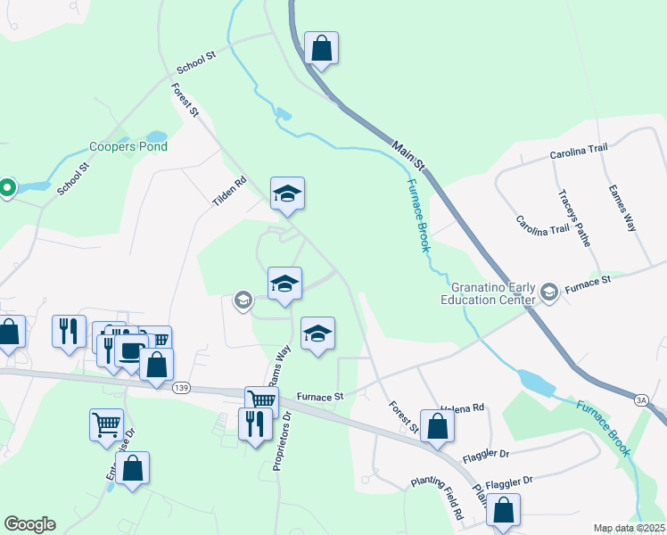map of restaurants, bars, coffee shops, grocery stores, and more near 167 Forest Street in Marshfield