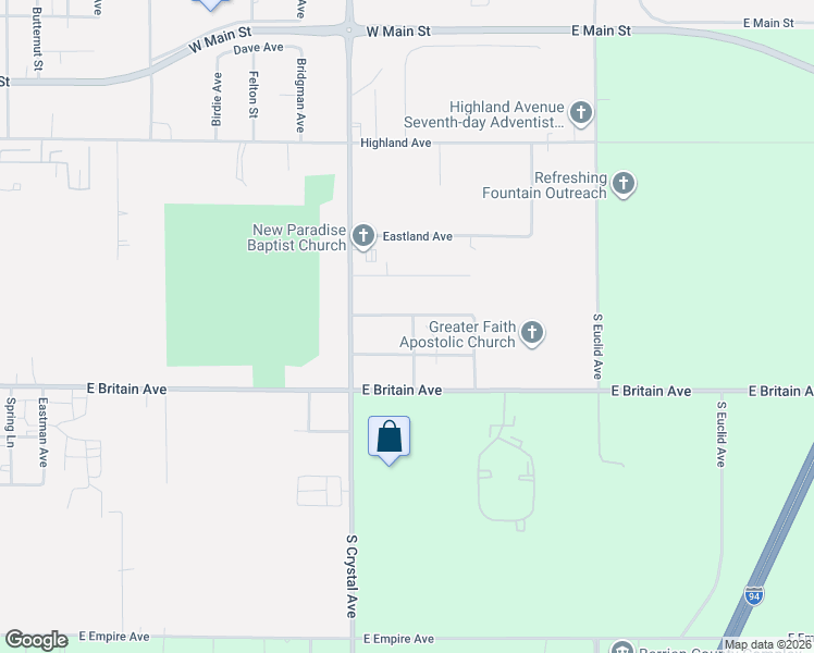 map of restaurants, bars, coffee shops, grocery stores, and more near 1789 Roberts Avenue in Benton Harbor